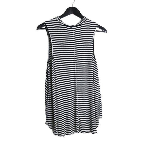 Anthropologie Pure + Good Striped Tank Top Mock Neck Casual Sleeveless Sz Medium - Picture 4 of 6